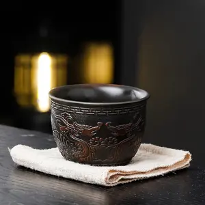 Handcrafted Jianzhan Purple Clay Teacup Traditional Chinese Porcelain Tea Drinking Vessel Individual Cup Elegant Gift for Tea Lovers