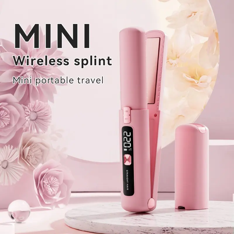 Wireless Portable Cordless Hair Straightener, USB Charging Mini Lightweight Flat Iron, Hair Straightening Iron, Dual-Function Wireless Travel Hair Styler, Essential for Home and Travel, Women's Gift, Hair Styling Tool