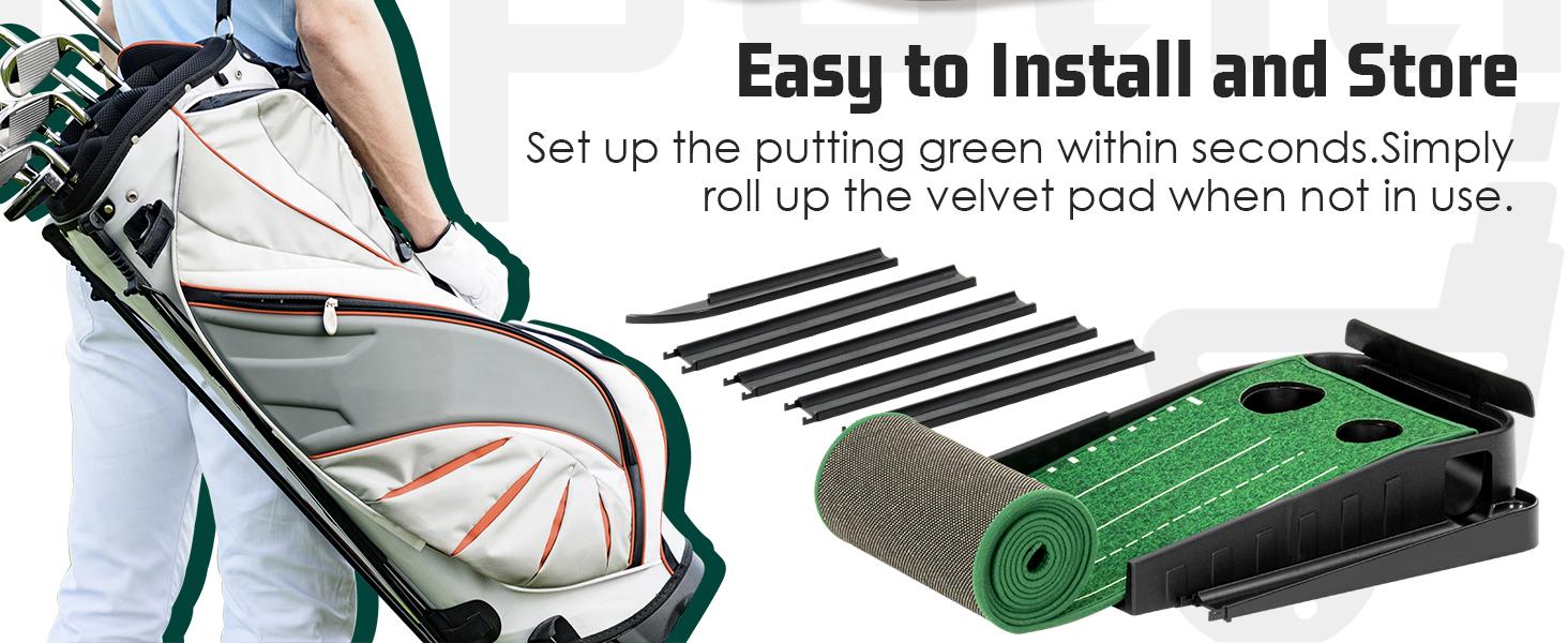 ROPODA 9ft Portable Putting Green with Auto Ball Return Function, Includes Portable Putting Mat, Ideal for Home and Office Use ROPODA 9ft Portable Putting Green with Auto Ball Return Function, Includes Portable Putting Mat, Ideal for Home and Office Use