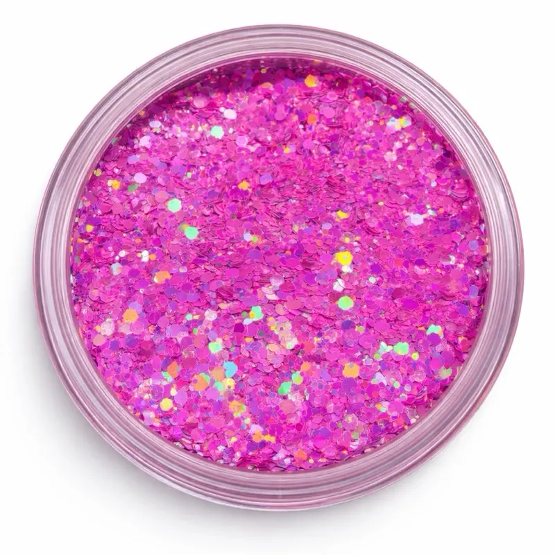 Reese & Riley Co. Drama Dust Premium Pink Iridescent Chunky Glitter Powder - Shimmery Mix for Resin Art, Nail Art Supplies, Glitter Powder Decorations, Makers, Luxe Finish, Sprinkle Option, Long-Lasting Use, Slime