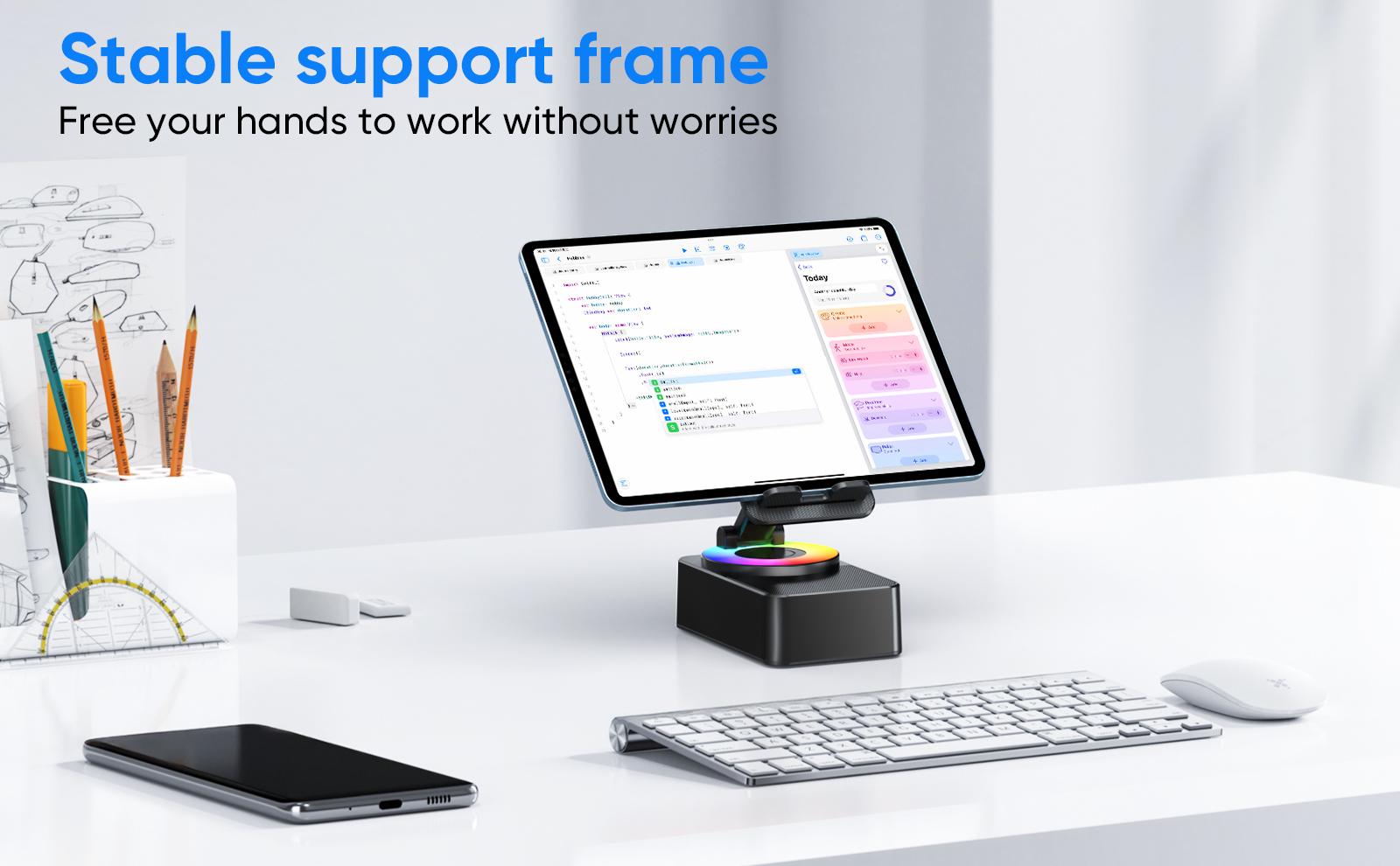 IMOLI Wireless Audio Induction Bluetooth Speaker with Emergency Charging 5in1 Phone Holder Power Bank LED Nightlight for Tablet iPhone Android 5.3 Connectivity 1500mAh Battery 100Hz-20kHz Frequency Response New Design Durable Smart Device