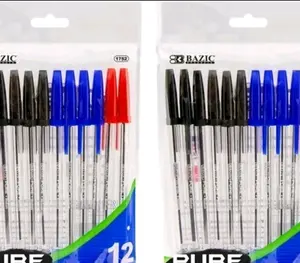 12 pc Ballpoint Pens - Black Red & Blue Ink - Ideal for Office & School Use - Smooth Writing - Durable Tips