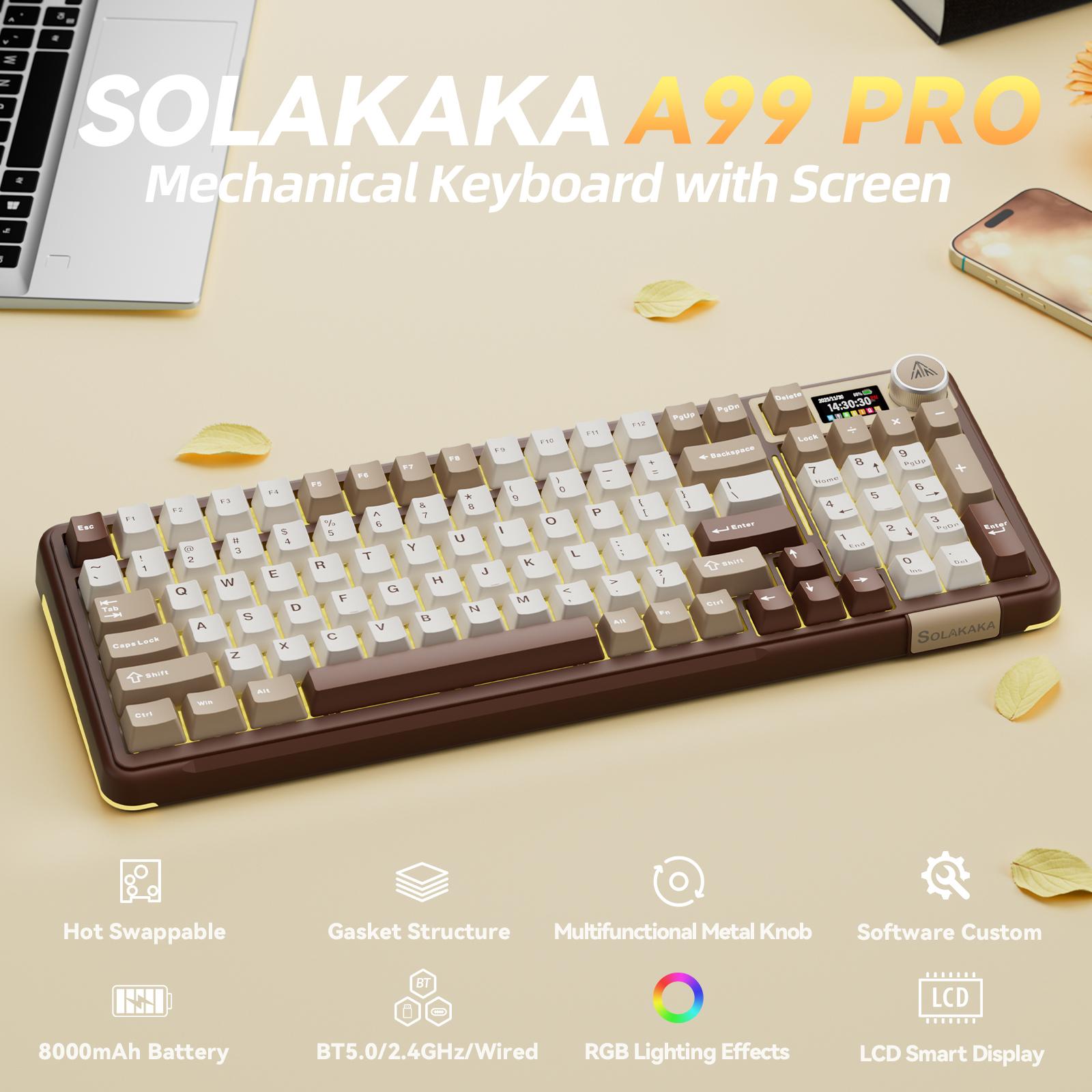 Solakaka A99 Pro Series Wireless Computer Keyboard with LCD Screen&Knob
