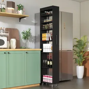 7 Tier Narrow Rolling Cart – Multi-Functional Pull-Out Storage Shelf for Small Spaces!  Slim 7.8″ Wide Organizer with Wheels for Kitchen, Pantry, Bathroom & Laundry Room | Perfect for Tight Corners, Next to Fridge or Washer/Dryer – Space-Saving !