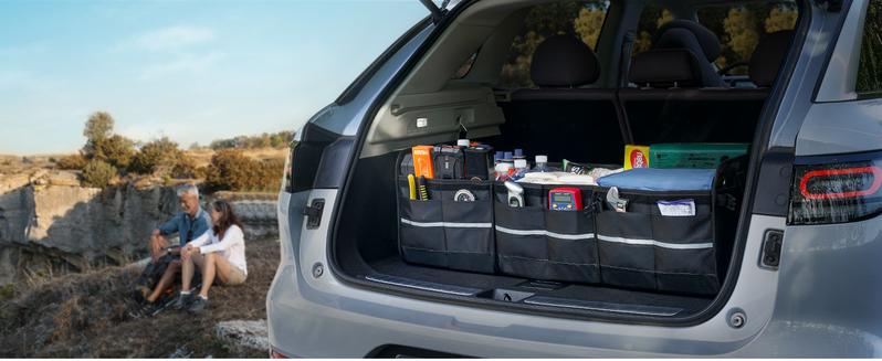 AstroAI Collapsible Car Trunk Organizer Storage Box with Big Cooler Bag, Foldable Cover, Nylon Holder, PU Bottom and PE Plate, For Picnic