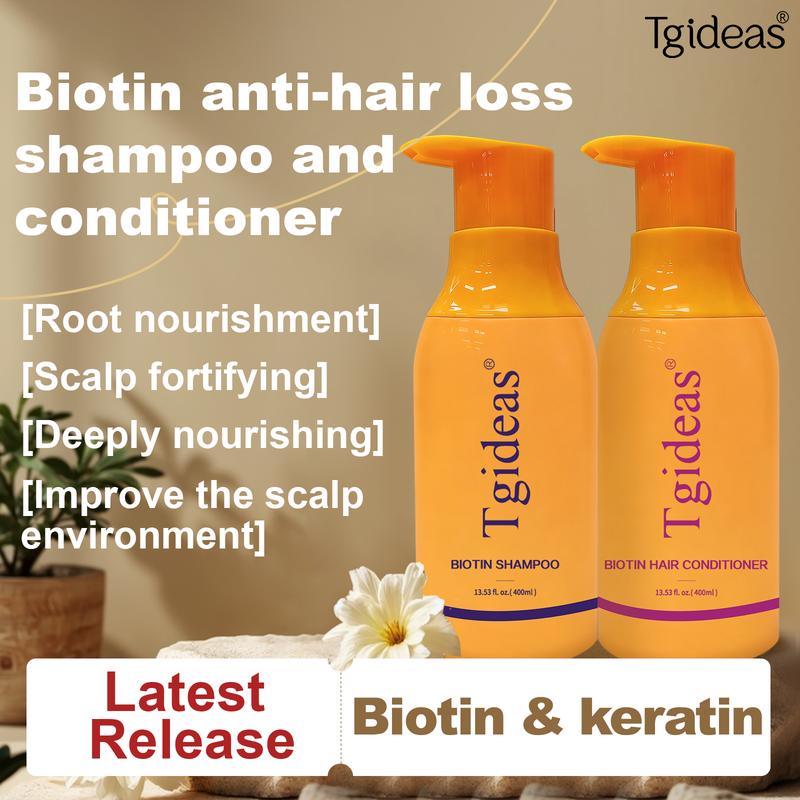 Tgideas Routine Wellness Anti-Thinning Hair Set Biotin DHT Blocker Shampoo & Conditioner for Women Men 2-Pack Root Nourishment Scalp Fortifying