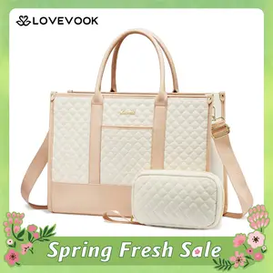 LOVEVOOK Laptop Tote Bags for Women,15.6-17.3 inch Laptop Work Bags with Clutch Purse,Shoulder Bag with Adjustable Straps & 2 Cup Holders, Womens Briefcase for Travel, Teacher, Doctor, Nurse and Chic Woman,SpringStatements