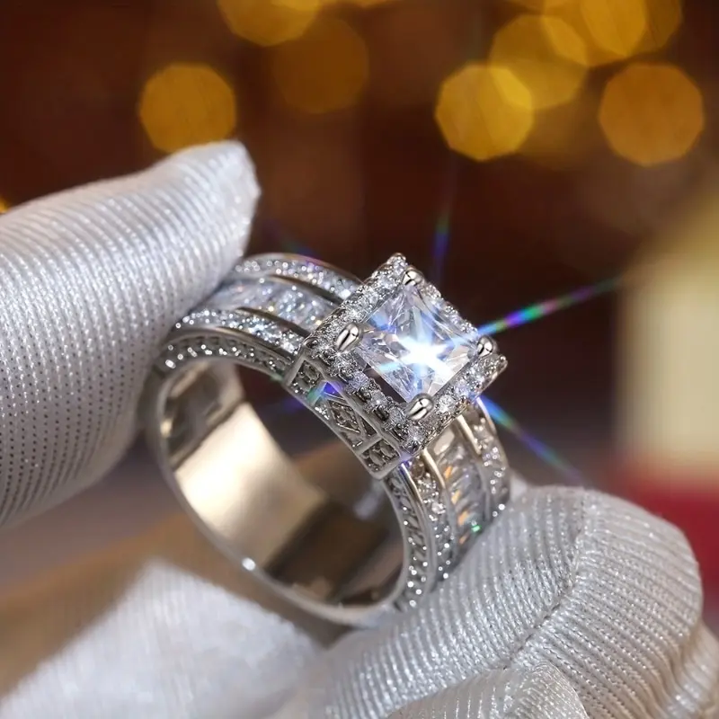 Elegant Ring with Square Cut Zircon Perfect for Engagement Wedding Anniversary Birthday Gifts for Women non traditional engagement ring unique rings