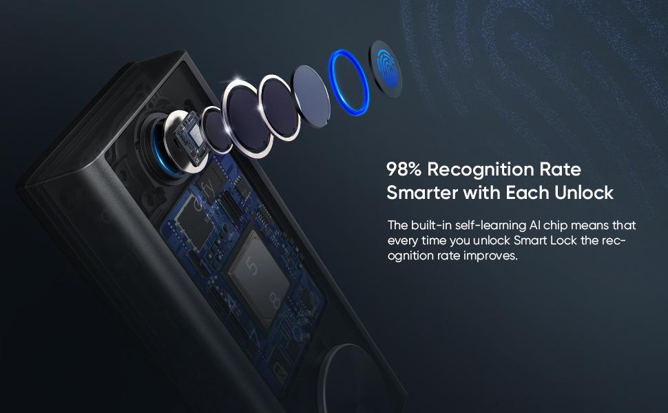 eufy Security Smart Lock S230, Keyless Fingerprint Lock for Front Door, Easy Installation, Built-in Wi-Fi, Reliable App for Remote Access, One-Year Battery Life, BHMA Certified, IP65 Weatherproof｜Spingtok