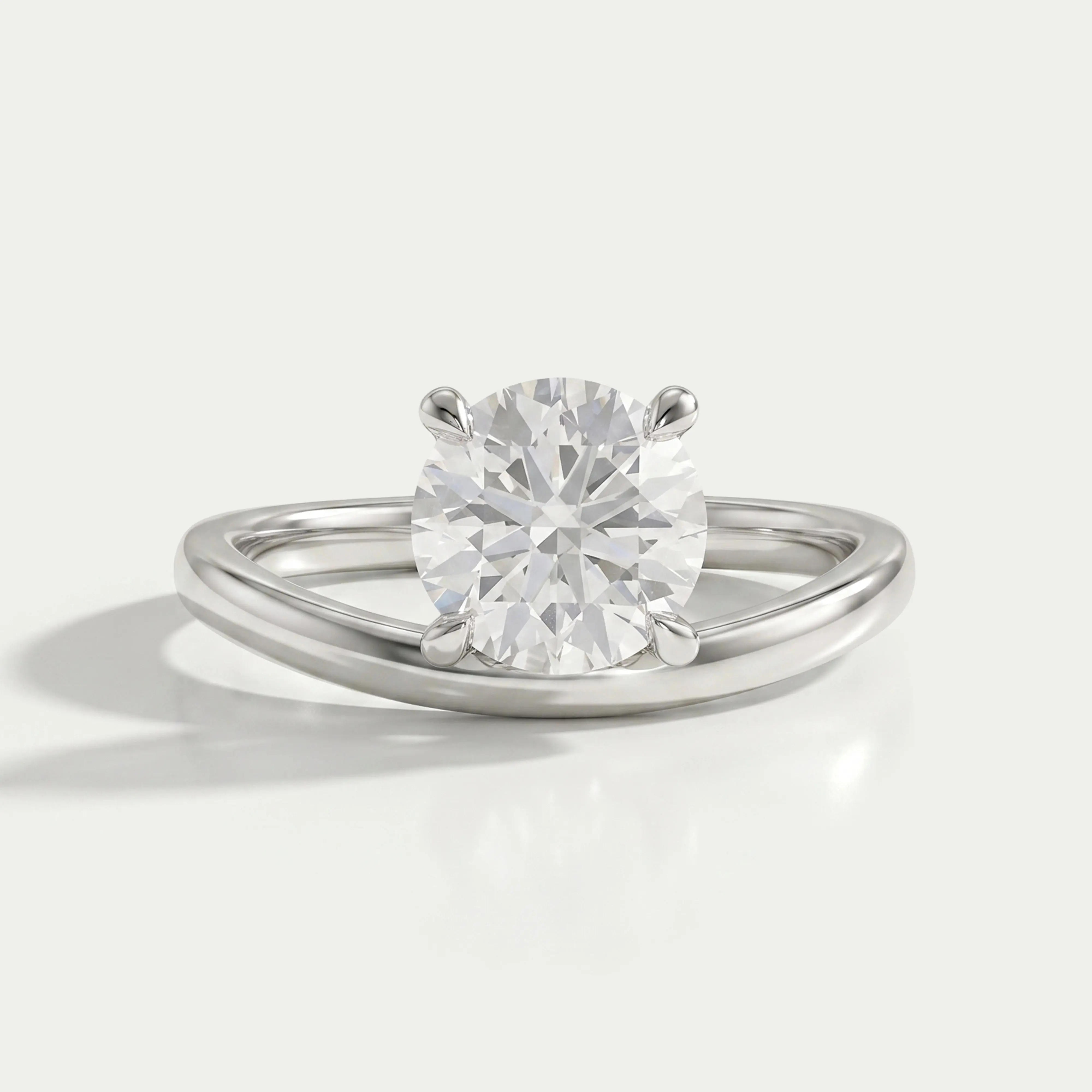 Round Cut Solitaire Wave Diamond Ring