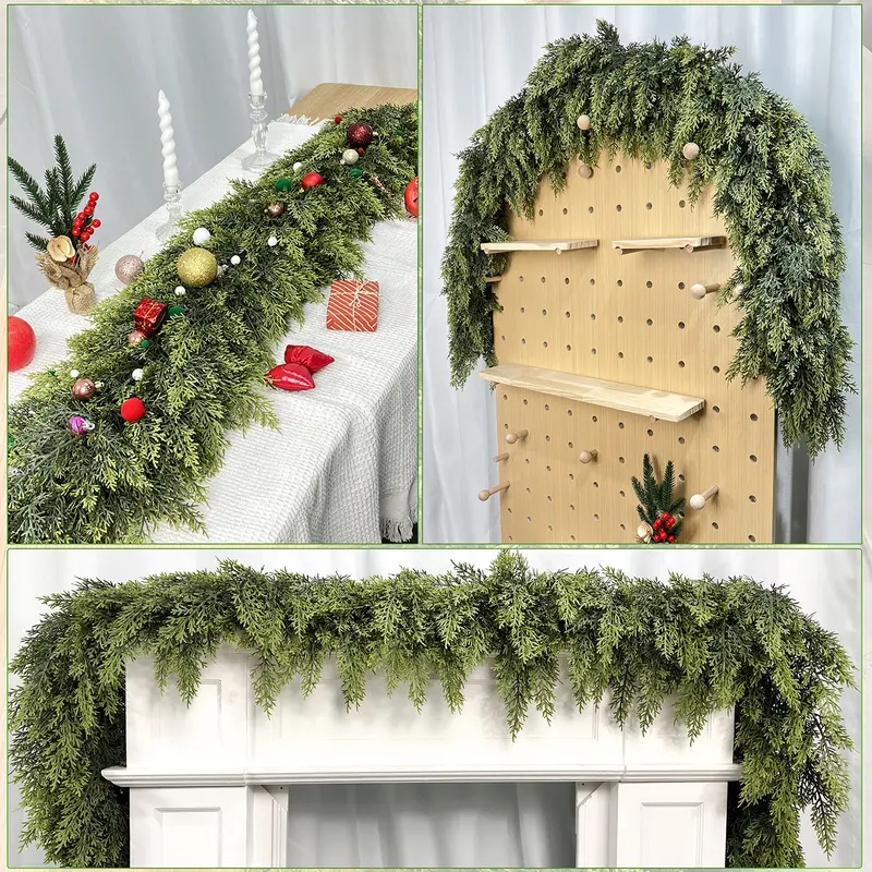 LVZHIYUAN 2-Pack 6FT Real Touch Artificial Cedar Garlands Set - Natural Look Greenery Pine Home Accessory, House Decor, Living Room Decor for Indoor/Outdoor Christmas Supplies LVZHIYUAN 2-Pack 6FT Real Touch Artificial Cedar Garlands Set - Natural Look Greenery Pine Home Accessory, House Decor, Living Room Decor for Indoor/Outdoor Christmas Supplies