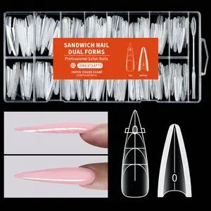 Morovan Professional Double Layer Nail Mold Tips 256PCS Full Sizes Nail Extension Mold No Paper Tray Needed Salon Quality Nail Art Tools