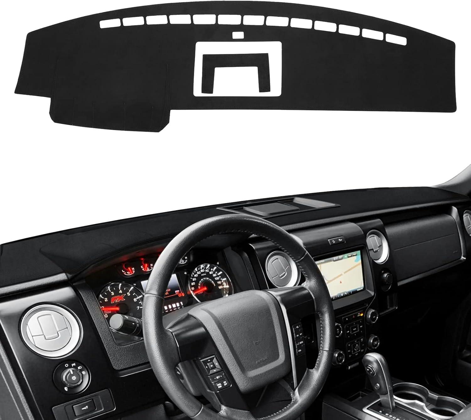 KUST Dash Cover Compatible with Ford F-150 F150 Pickup 2009-2014 Accessories Dashboard Cover Mat Non-Slip Pad Carpet Sunshield Protector (with Light Sensor)