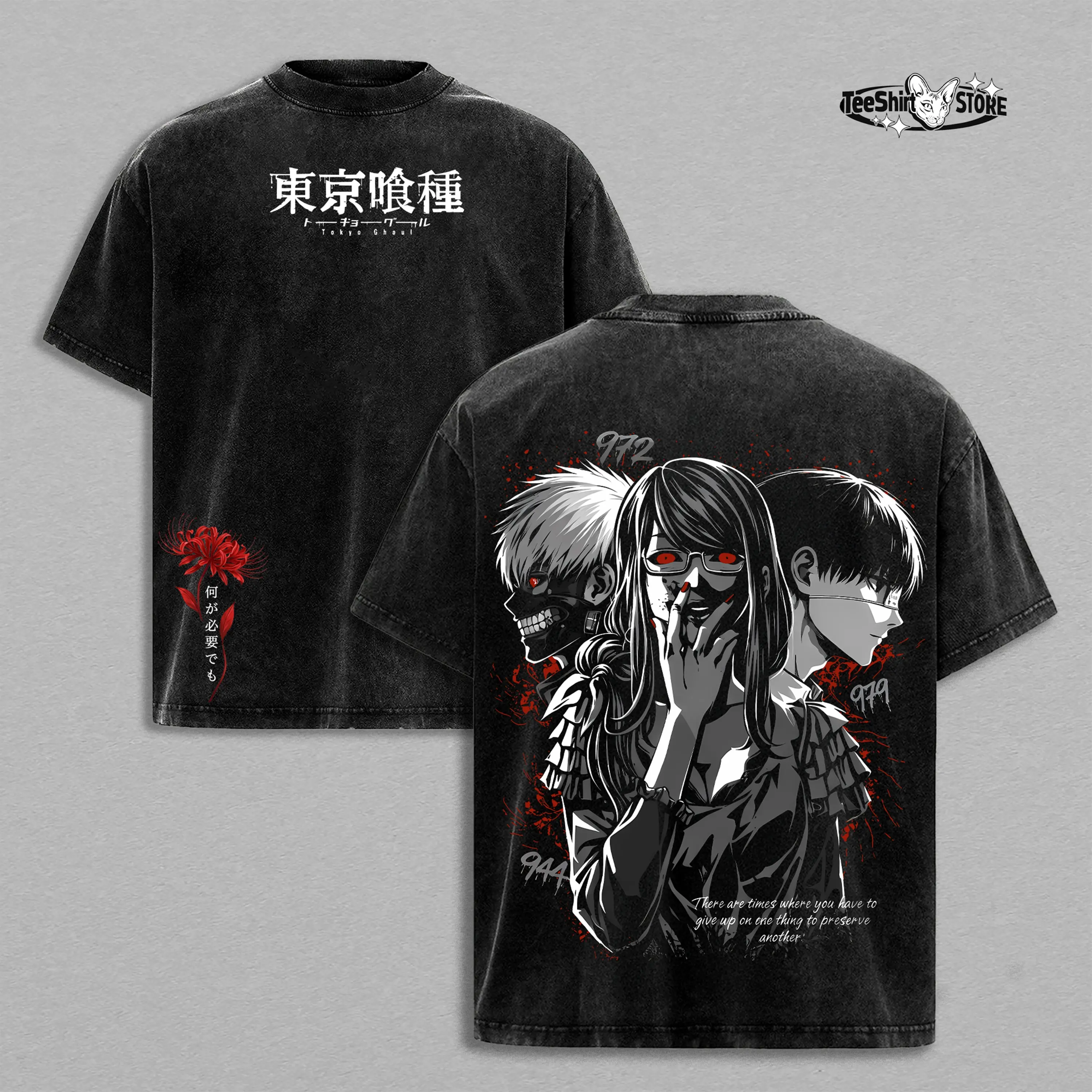Ken Kaneki x Rize Kamishiro Vintage Washed Oversized T-Shirt And