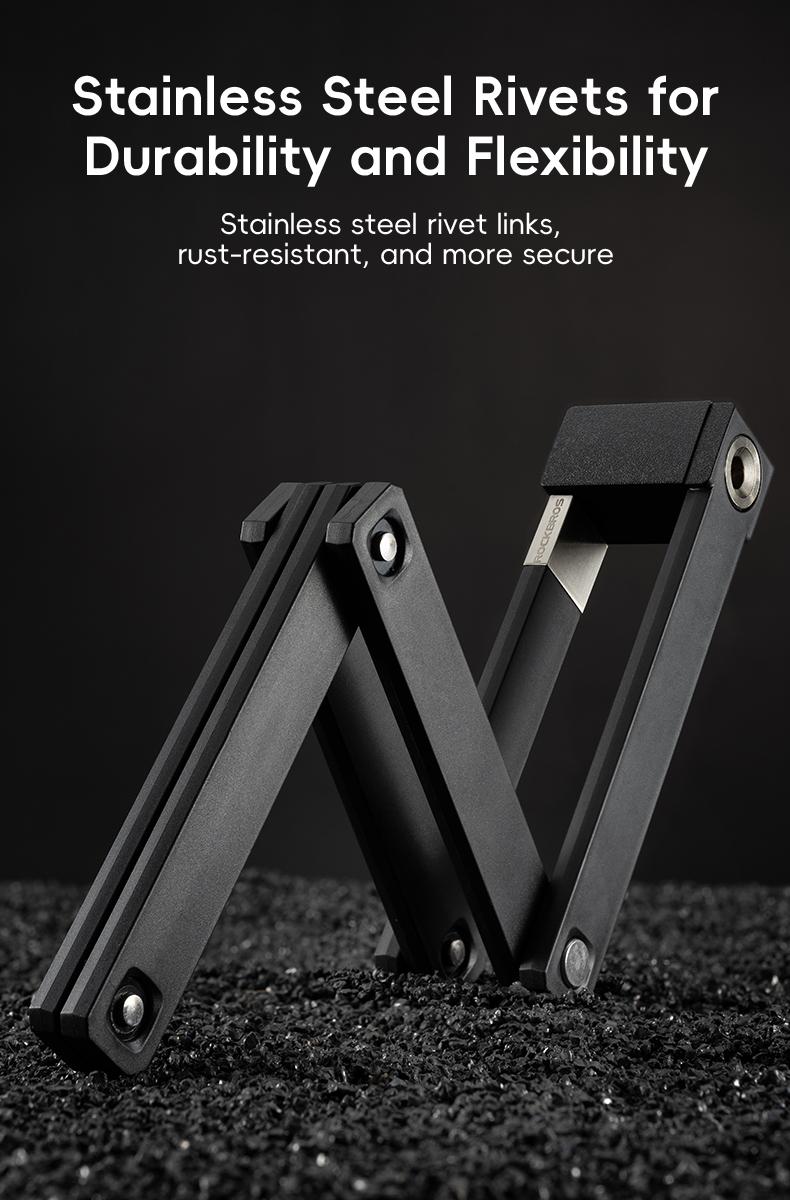 ROCKBROS Folding Bike Lock, Bicycle Lock Heavy Duty Anti Theft, Bike Locks with Mounting Bracket, Durable Alloy Scooter Lock,67 cm/26 inches