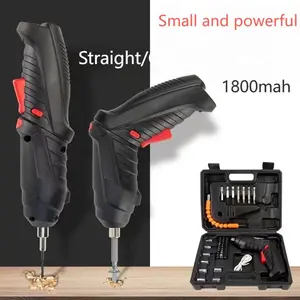 Household Small Multifunctional Rechargeable Edition Electric Drill Folding Power Tools Electric Screwdriver Electric Batch Driver, Black electric screwdriver 47-piece set