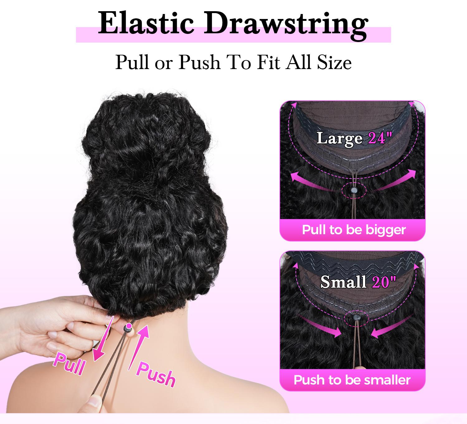 Burmese Curly Human Hair Glueless Wigs With Drawstring Lace Front Wear Go Wigs 250% Density High Quality Water Curly Half Wig With Spiral Curls Burmese Curly Human Hair Glueless Wigs With Drawstring Lace Front Wear Go Wigs 250% Density High Quality Water Curly Half Wig With Spiral Curls