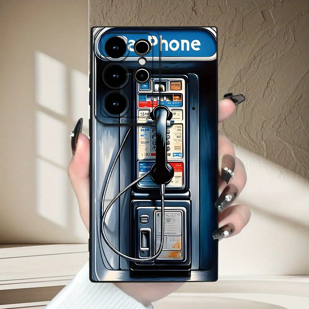Fashionable and Durable Phone Case, Retro Telephone Booth Design, Compatible with Samsung Galaxy S26, S25 Ultra, S25 Edge, S25 Plus, S24, S24 Ultra, S23, S23 Ultra, S22, and S22 Ultra Series Models, Gallery Case