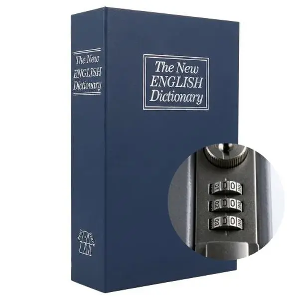 【2026 Upgraded】Metal Book Money Box with Password Lock, Hidden Mechanism Storage Bin with Lid, Lockable Secure Durable Storage for Cash, Jewelry, Passports, Valuables, Indoor & Outdoor Home Office Use, Hidden Mechanism Storage Bins With Lids, Lockable Sec