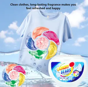 30/50 pcs 6 in1 laundry gel beads, upgraded version, concentrated multiple cleaning, 1 bead can wash more clothes, fresh floral and fruity fragrance, and make your clothes fragrant for a long time