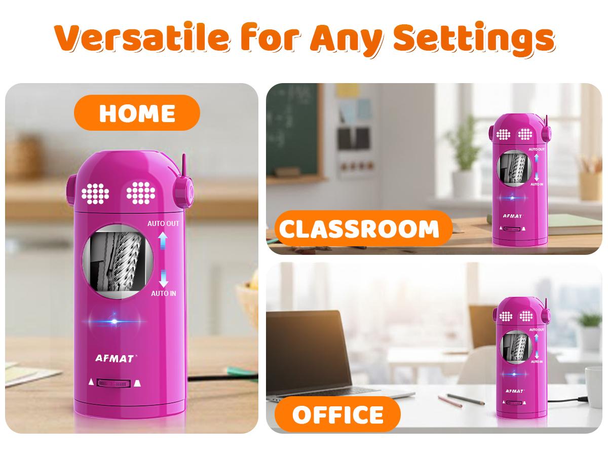 【New Year Sale】AFMAT Fully Automatic  Pencil Sharpener – Hands-free, Rechargeable, 3 Sharpness Settings, Kid-Safe, Large Hole (7-11.5mm), Perfect for Home, School & Office, Teacher Stuff,Teacher Christmas gifts