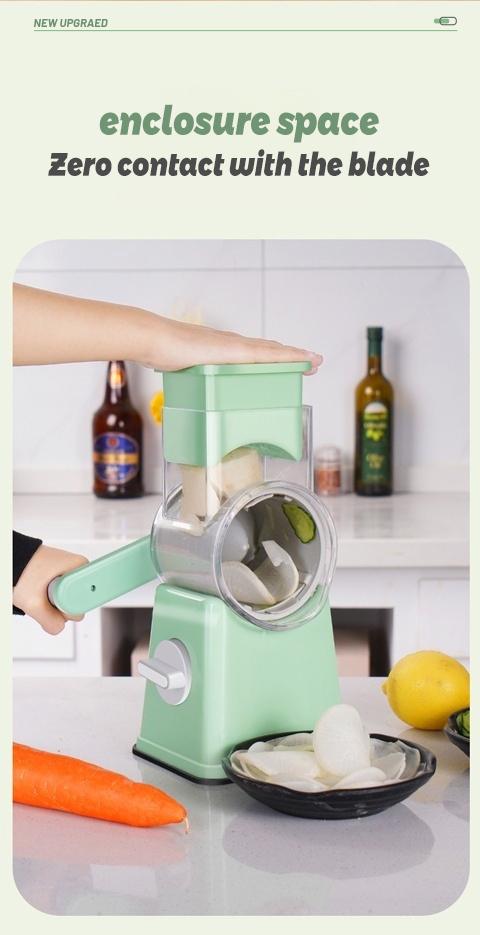 ONAIL Rotary Cheese Grater with Handle, 5+1 Six Well-Designed Blades, Strong Suctuon Cup Base, Kitchen Springtok Utensils Springtok