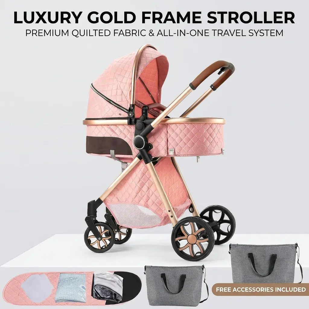 4-in-1 Convertible Baby Stroller with Free Safety Car Seat, Portable  Folding Lightweight Travel System
