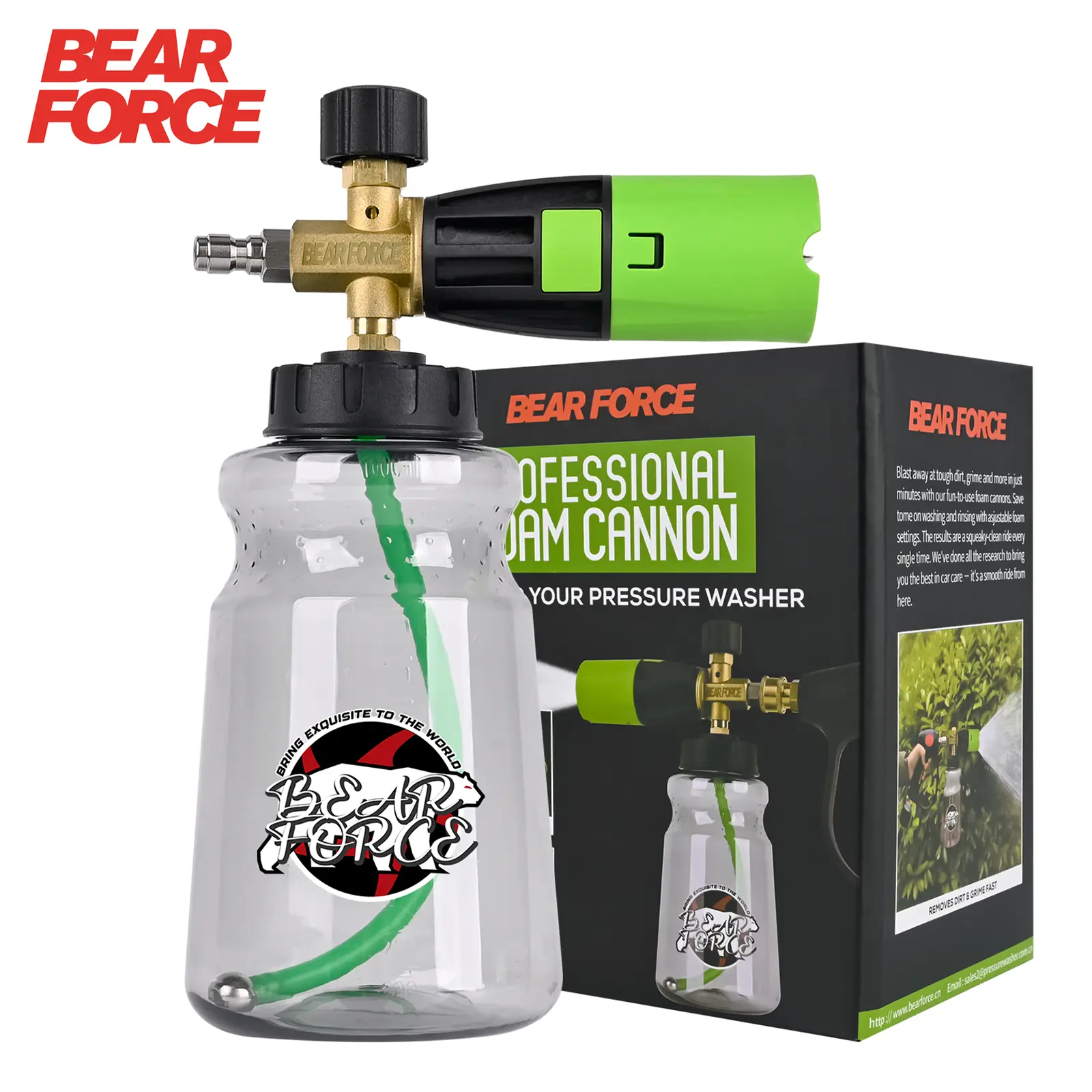 BEAR FORCE Pro+ Innovative Pressure Washer Foam Sprayer, 2026 Car Wash Lance, 1/4"-Quick Plug, 34oz Bottle, 1-Click Disassembly, Thick Formula, 3x Longer Life, 5000psi Rated, 1.10mm, Toolfree Filter, Deep Cleaning Car Wash Accessory Kit, For Cars, Bikes,