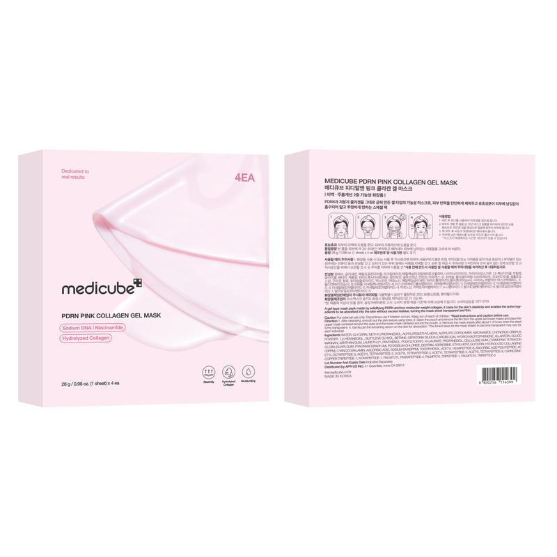 [medicube] PDRN Pink Collagen Gel Mask 4 Sheets Salmon DNA Color Changing Pink Glow Collagen Facial Mask Korean Skincare