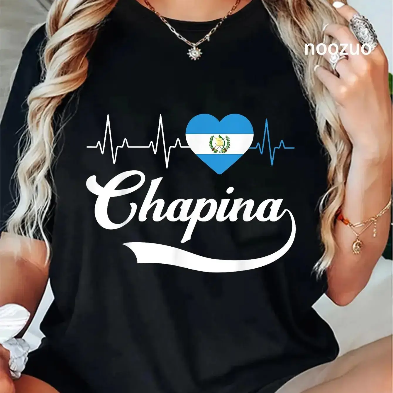 100% Cotton Unisex Guatemalan Flag Girl Women Guatemala Chapina Camiseta Slang T-Shirt
