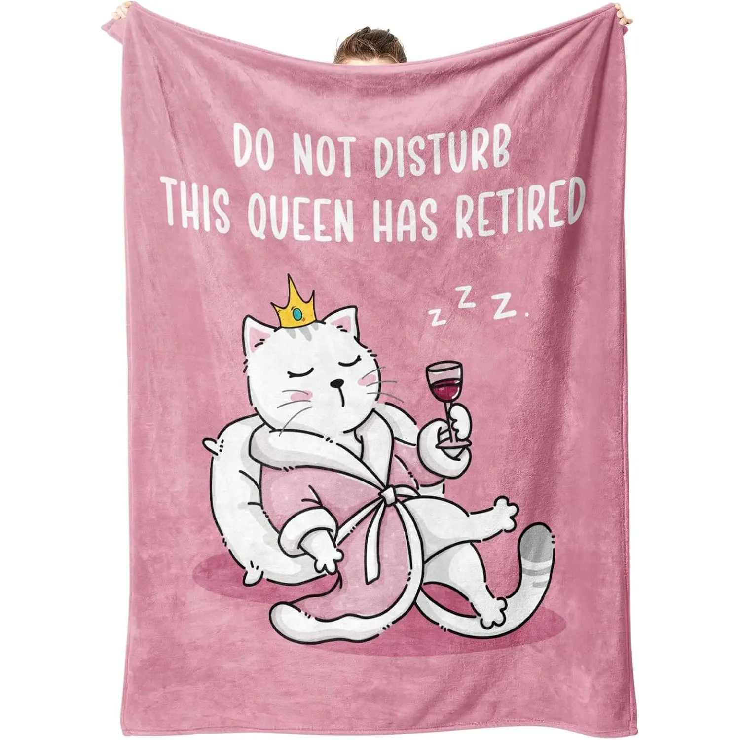 Retirement Gift for Woman, Funny Retirement Blanket, Cool 2026 Retired Gifts for Women, Friends, Coworker, Nurse, Teacher, Happy Retirement Gifts Ideas, Retired Queen Cat Pink Blanket(50 * 60)