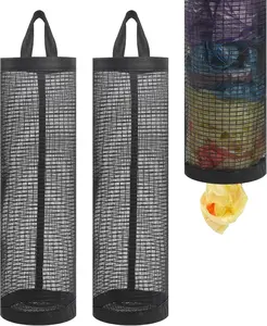 Plastic Bag Holder 2Pack Grocery Bag Holder Plastic Bags Mesh Hanging Storage Dispenser Trash Bag Organizer