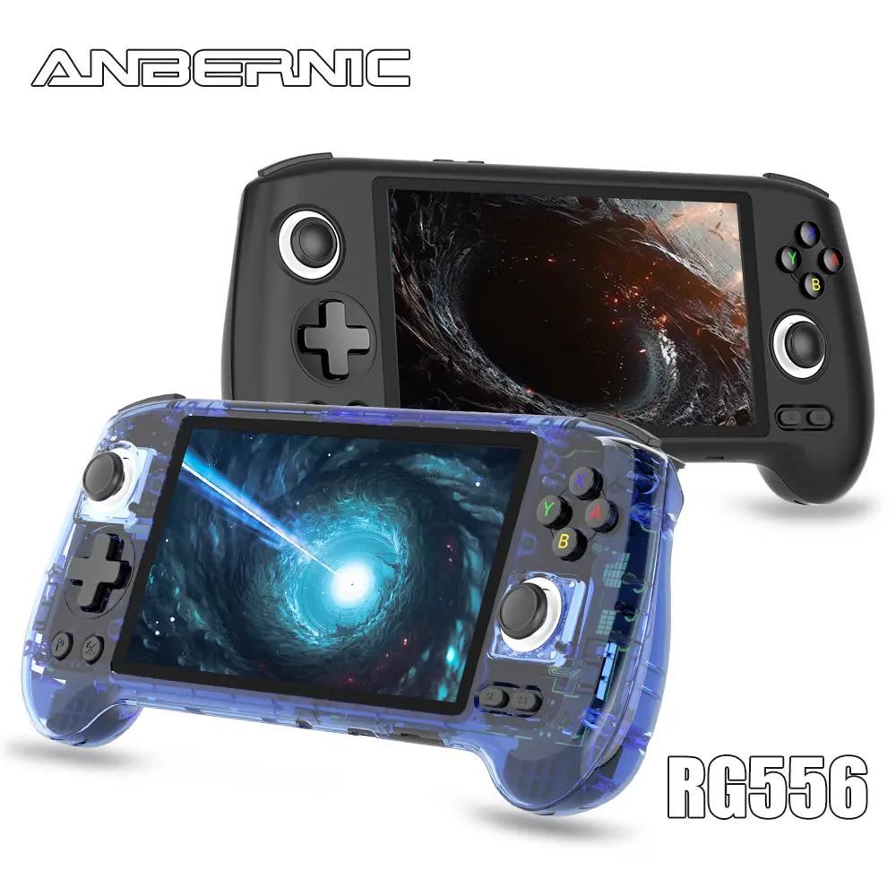 ANBERNIC RG556 Handheld Gaming Console - Unisoc T820, Android 13, 5.48 in AMOLED Screen, 5500mAh Battery, WIFI, Bluetooth, Hall Effect Joystick, Retro Shooter Device for Console Gamers & Gamer Life Gifts, Retro Shooter Console