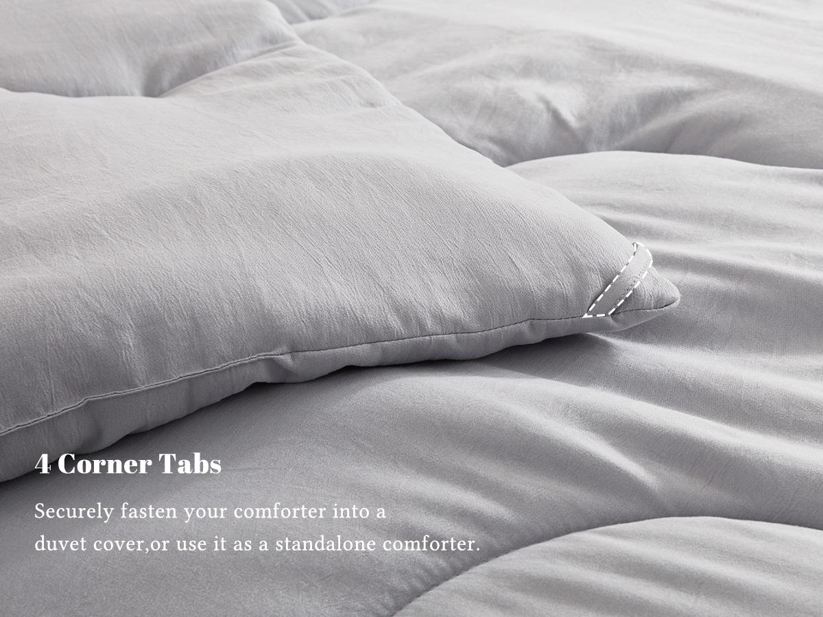 【BEDLORE】Wave Quilted Comforter Duvet Insert, Soft Down Alternative with Corner Tabs, All-Season Comforter, Machine Washable for Bedroom Use
