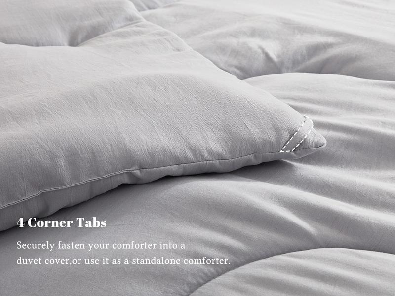 【BEDLORE】Wave Quilted Comforter Duvet Insert, Soft Down Alternative with Corner Tabs, All-Season Comforter, Machine Washable for Bedroom Use