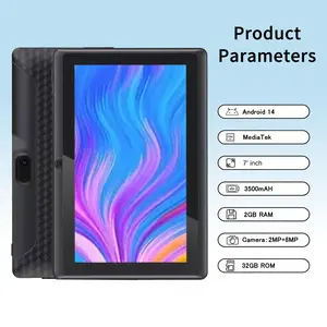 7-inch Android 14 tablet, 2 GB RAM + 32 GB storage (expandable up to 512 GB), high-definition IPS display, dual cameras, supports Wi‑Fi, brand-new stylish design, trendy item, sturdy and durable, portable device, back-to-school favorite, travel companion,