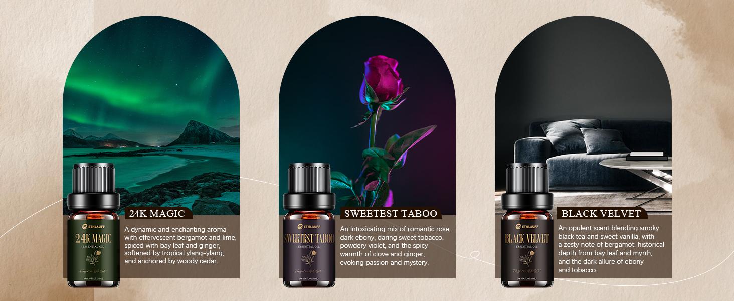 Essential Oil Collection 6x0.34 Fl oz for Diffuser Soap Candle Making Aromatherapy Perfume Fragrance Oil Set Premium Oils for Hotel Relax Men Clean Sleep