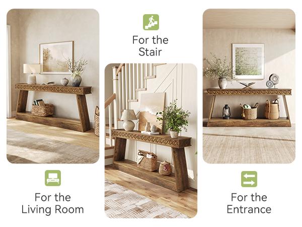 Tribesigns 70.87-Inch Console Tables for Entyrway, Extra Long Entryway Table with Storage, Narrow Sofa Table Behind Couch, 2-Tier Farmhouse Entry Table for Hallway, Living Room, Entrance, Rustic Brown Modern Nightstand Wooden Tabletop