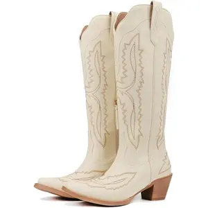FIFSY Women's Classic Vintage Western Cowboy Boot - Hot Pink Suede-Like, Round Toe, Chunky Heel, Retro Country Tall Design, US10 Comfortable Fit for Casual & Western Outfits, Summer Outdoor Fun
