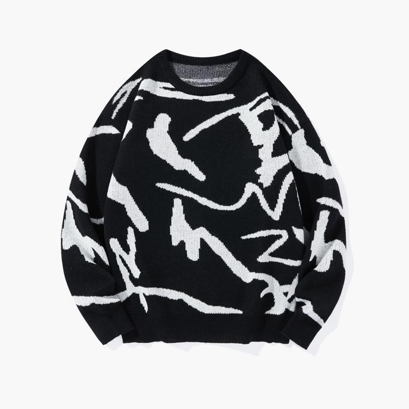 #Springfresh Men's Knitted Long Sleeve Sweater Crew Neck Y2K Graphic Casual Regular Fit Jumper for Fall & Winter Stylish Breathable Pullover Sweater Menswear Outfit Stylish Tops Grey Chinos Aesthetic Loose Fit Crewneck Fashionable Knitwear SpringStatement