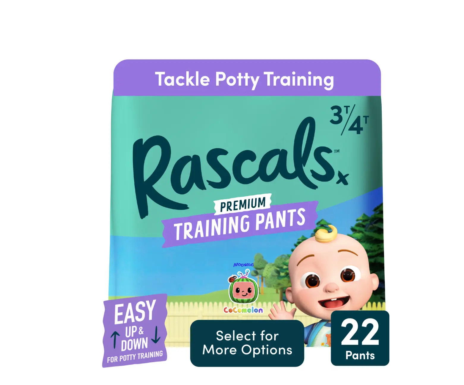 Rascals Premium CoComelon Absorbent Potty Training Pants for Toddlers (3T-4T), 22 Count