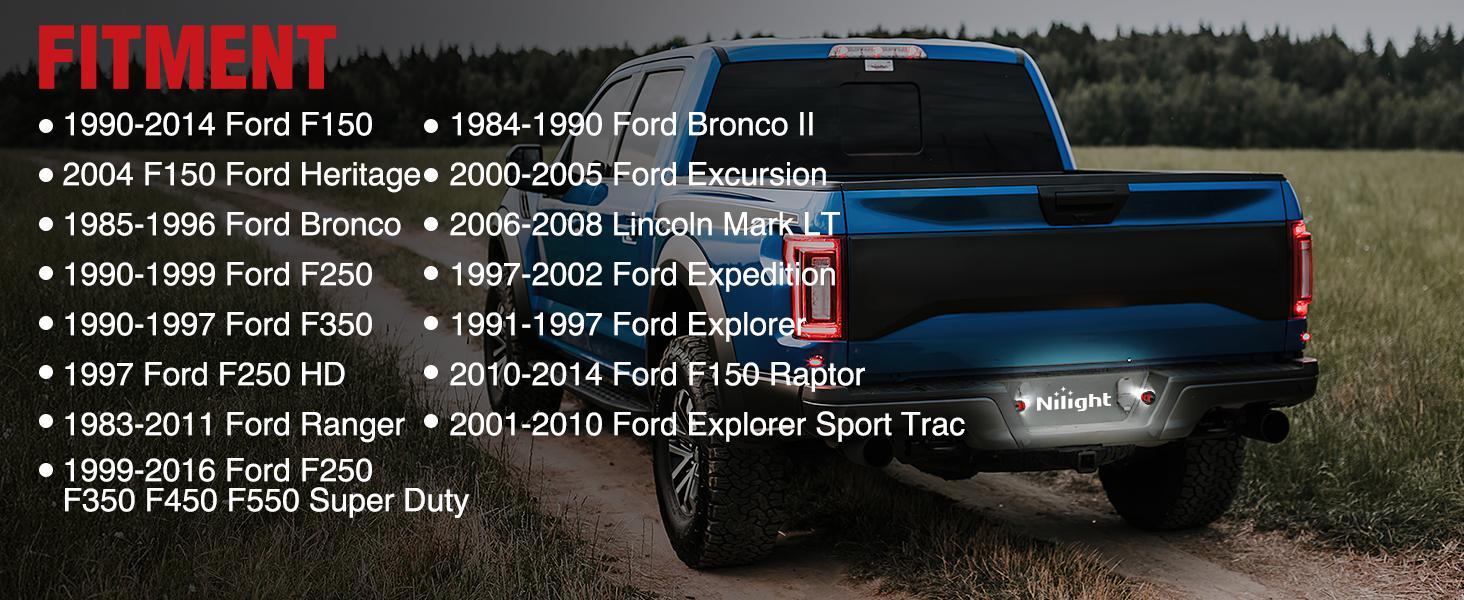 Nilight License Plate Lights Compatible with 1990-2003 2004 2005-2008 2009 2010 2011 2012 2013 2014 Ford F150 1999-2016 F250 F350 F450 F550 Super Duty with Red OLED Neon Tube 6000K White 2PCS Pack