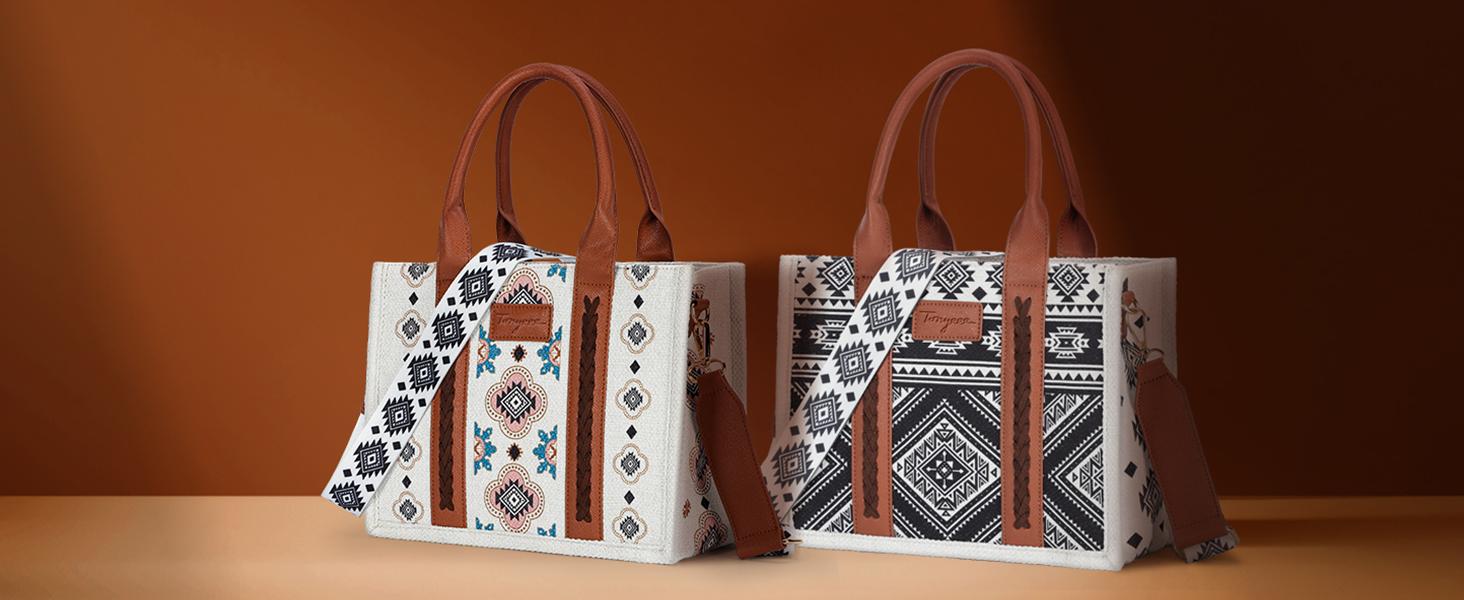 Canvas Tote Bag for Women with Clutch Purse,Spring Glow Up Lightweight Tote Bags with Crossbody Bags,Shoulder Bags,Boho Aztec Handbags for Work,Office