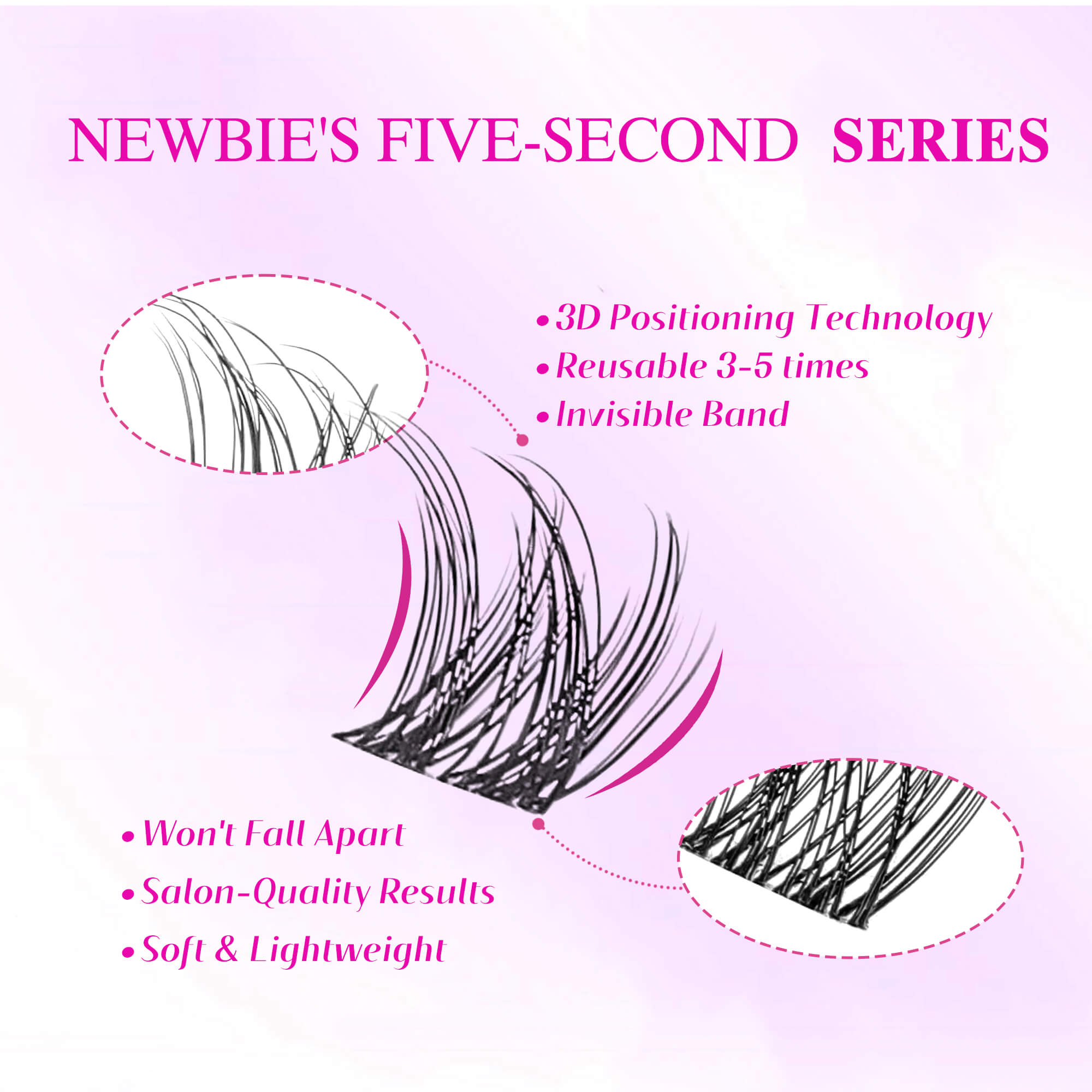 VEYESBEAUTY LuxeBold 10mm-18mm Cluster Lash Single Length Invisible Band Wispy Lightweight Softness Weightless Makeup Eyelash Extensions