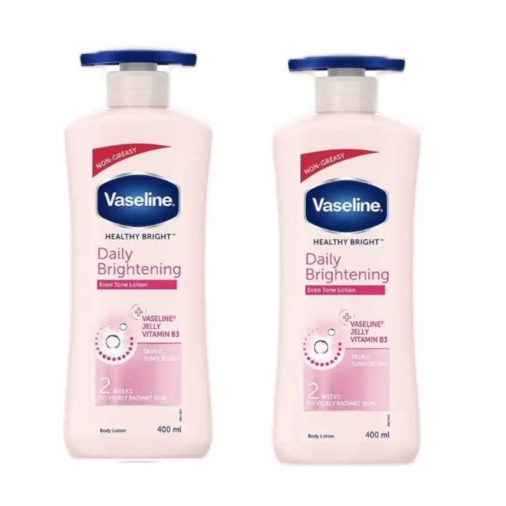 Vaseline Daily Brightening Body Moisturizers (2-Pack, 600mL/20.3oz Each) - Lightweight Hydrating, Non-Greasy, Alcohol-Free, Non Toxic, Daily Body Moisturizing for Adults, Male, All Skin Types, Even Tone & Radiant Skin