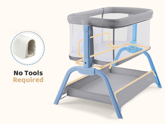 HARPPA Baby Bassinet 2-in-1 Cuddly Lite &Bedside Sleeper, storage Bassinet for Baby with Wheels & Storage Basket, Portable Crib, Breathable Mesh and Mattress, Height Adjustable