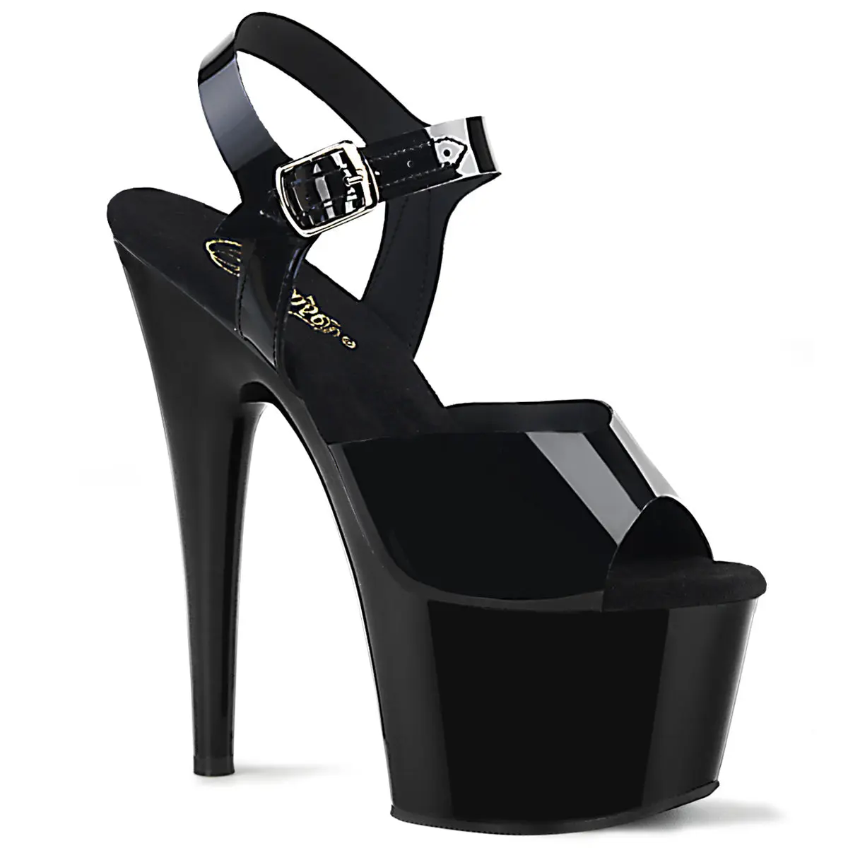 Pleaser Women's Adore-708N Transparent Platform Sandals, Classy 7-Inch Formal High Heels with Ankle Strap for Evening Wear, Classy Heels, Formal Heels