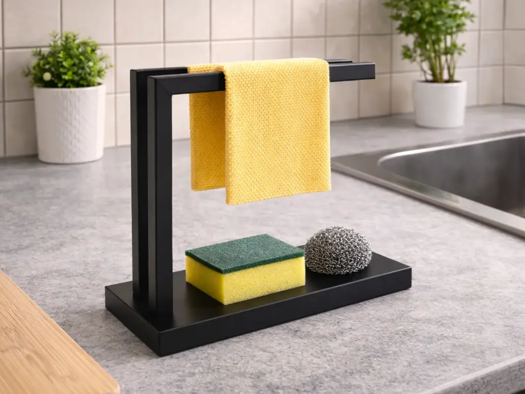 Modern 3D-Printed Kitchen Sink Sponge and Dish Cloth Holder Stand