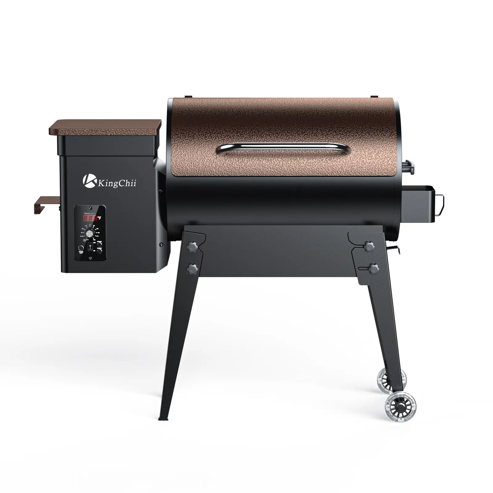 KingChii HWPG 456A-WR Corded Metal Wood Pellet Smoker - PID Temp Control, Foldable Legs, Portable Travel Set, 8-in-1 Multi-Use Electric Unit for Barbecue, Friends Gatherings (1 x Wood Pellet Smoker & Grill), Family