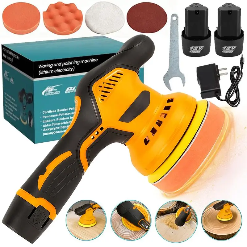 6" Compact Cordless Orbital Buffer Polisher Mini Tool Kit, 12V Rechargeable Cordless Power Tool with 8-Speed Control (2800-5500RPM), 2-Pack Batteries+Charger for Boat & Car Detailing, Scratch Removal (for Enthusiasts), Cordless Power Tools